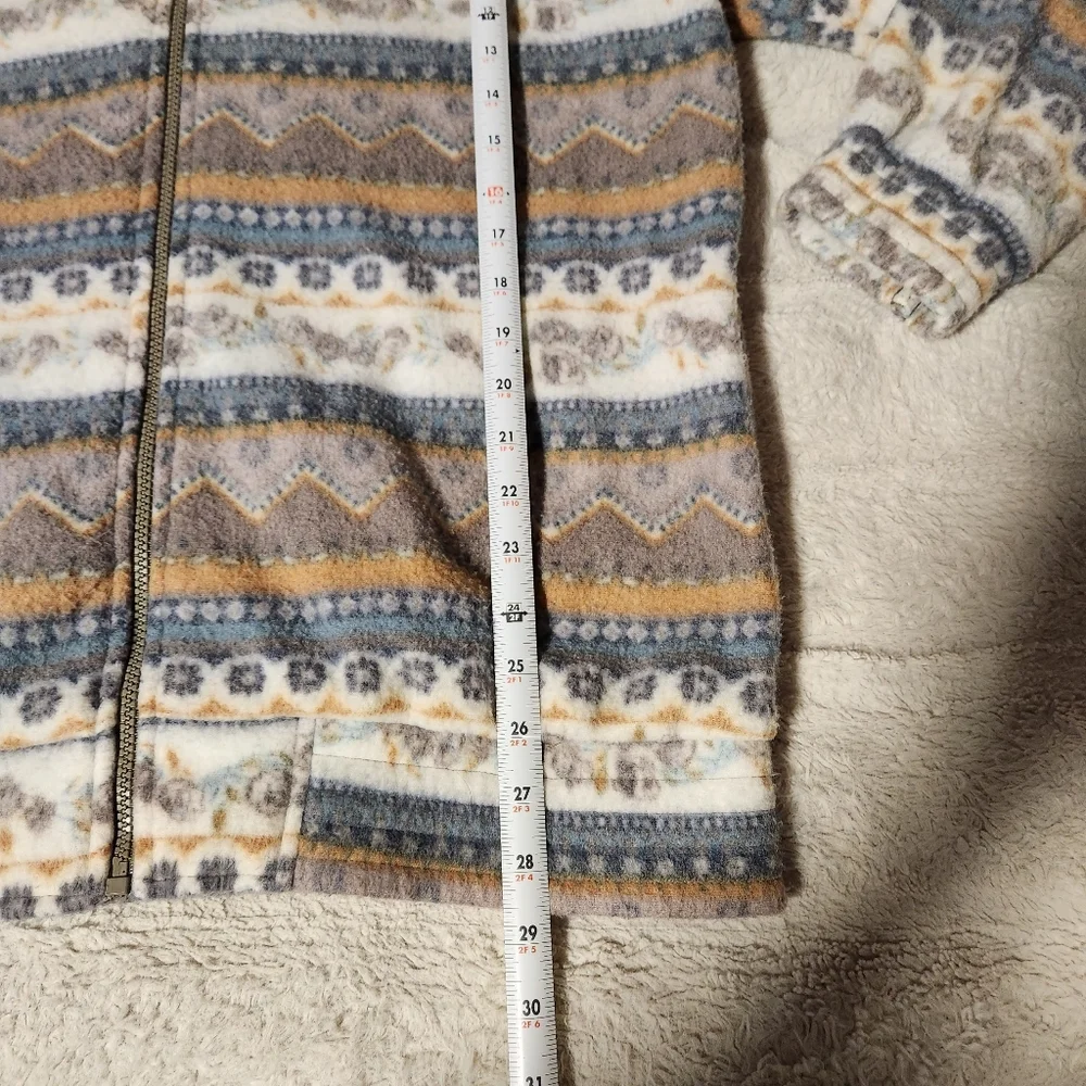 Vtg Haband Fleece Jacket Womens Sz Large Aztec Full Zip Southwest Pockets Warm - Picture 3 of 10
